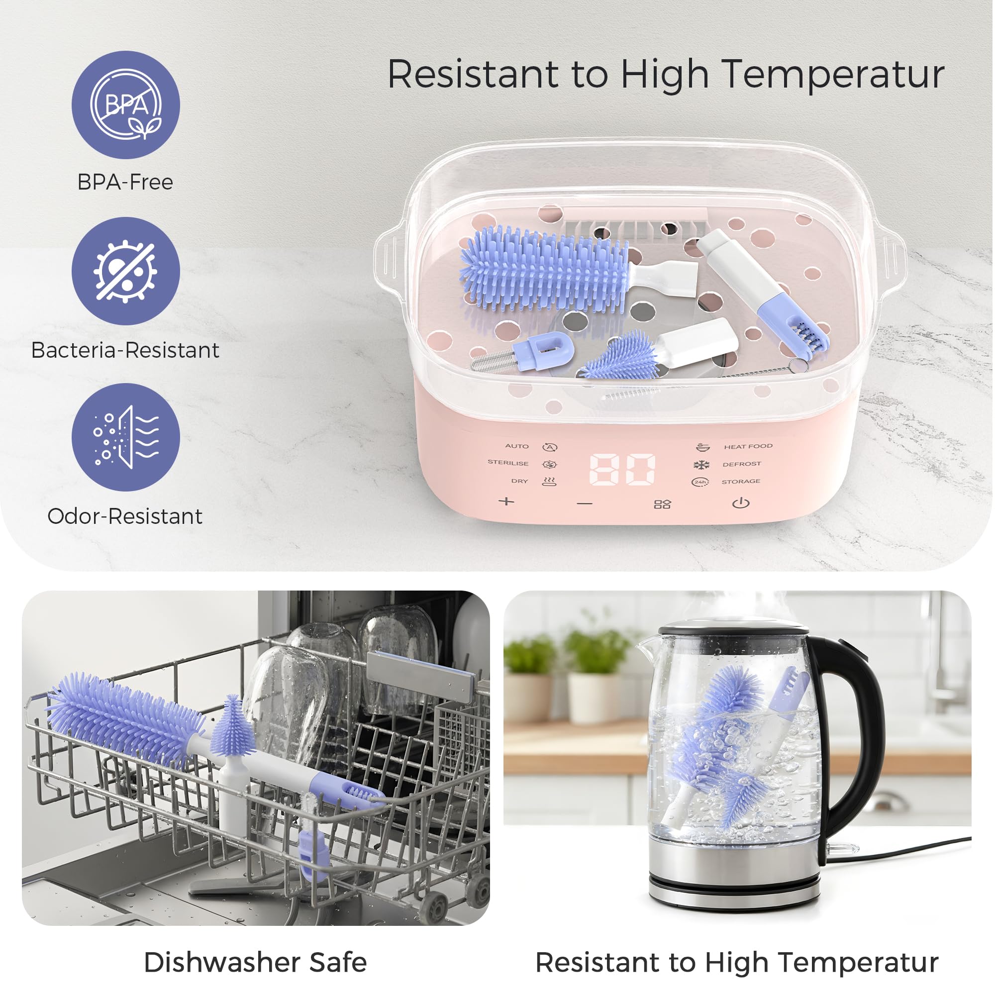 Momfann 8-in-1 Magnetic Baby Bottle Brush Set