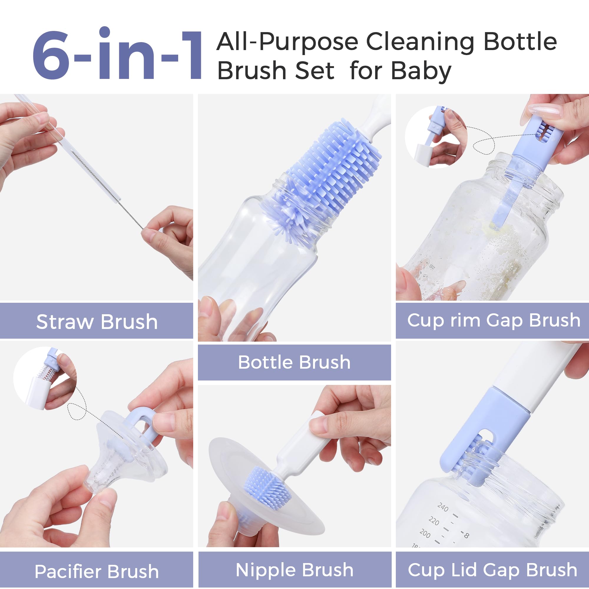 Momfann 8-in-1 Magnetic Baby Bottle Brush Set