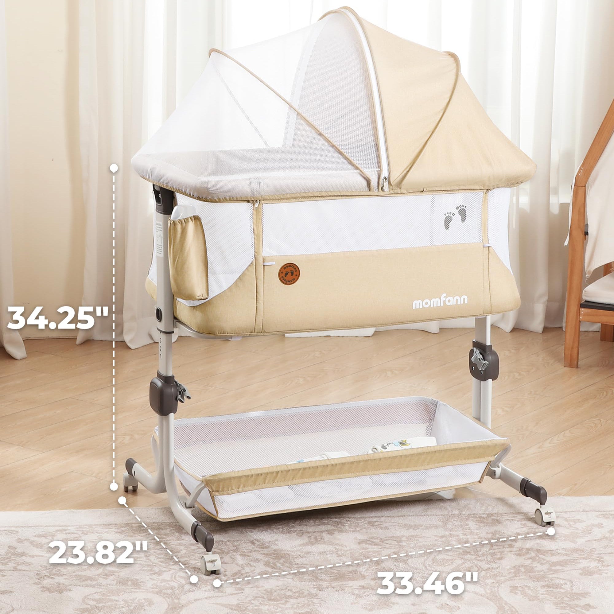 Momfann Bassinet Bedside Sleeper – Adjustable Baby Crib for Newborns