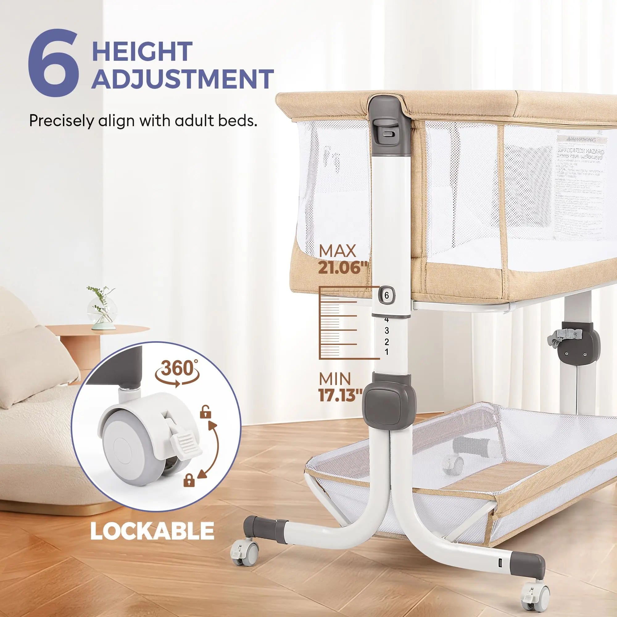 Momfann Bassinet Bedside Sleeper β Adjustable Baby Crib for Newborns Momfann