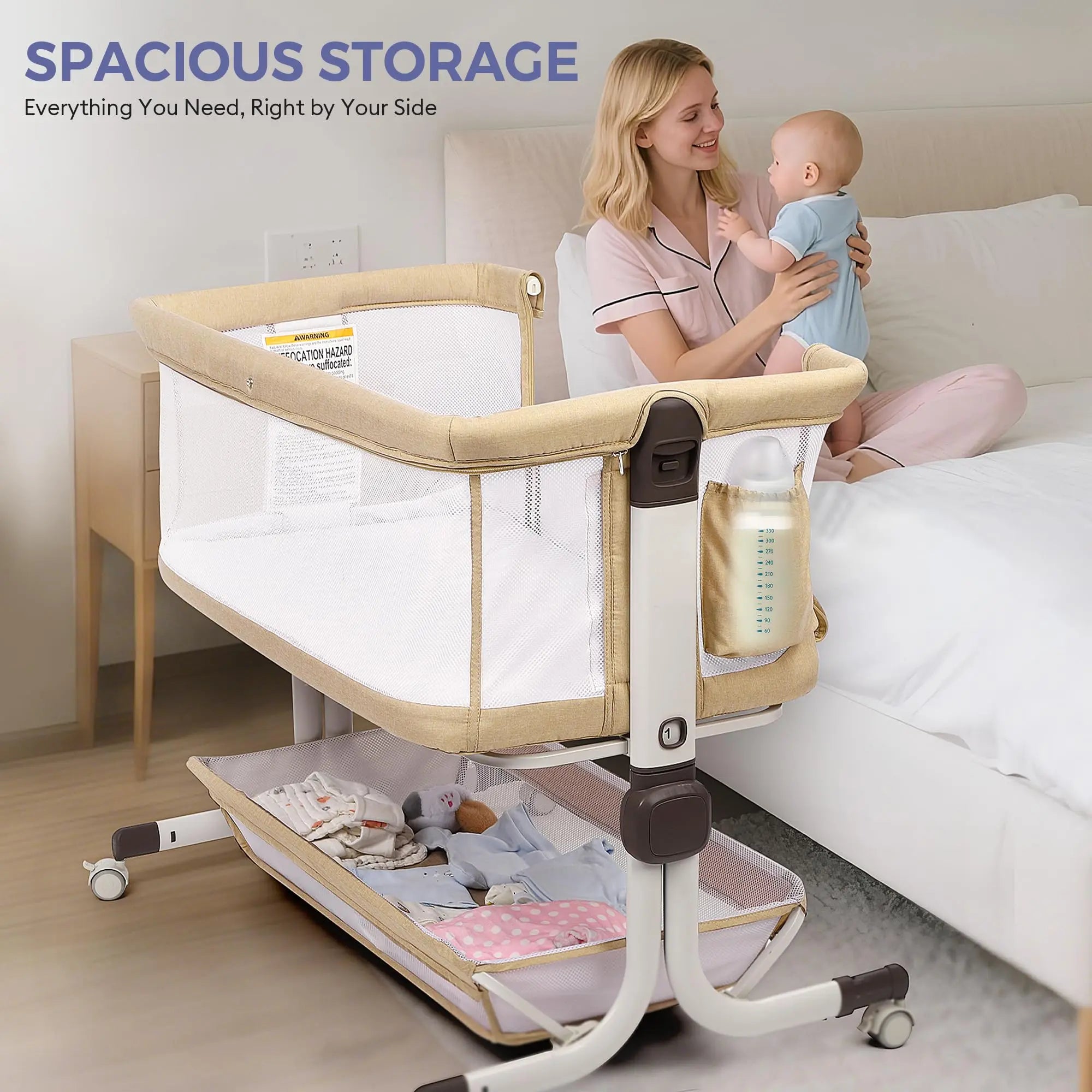 Momfann Bassinet Bedside Sleeper – Adjustable Baby Crib for Newborns Momfann