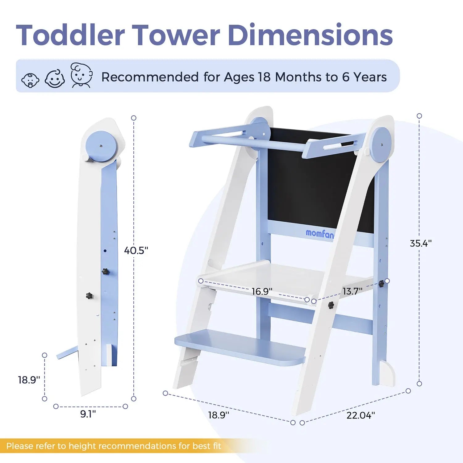 Momfann Foldable Toddler Tower – Kids Kitchen Step Stool Helper Momfann