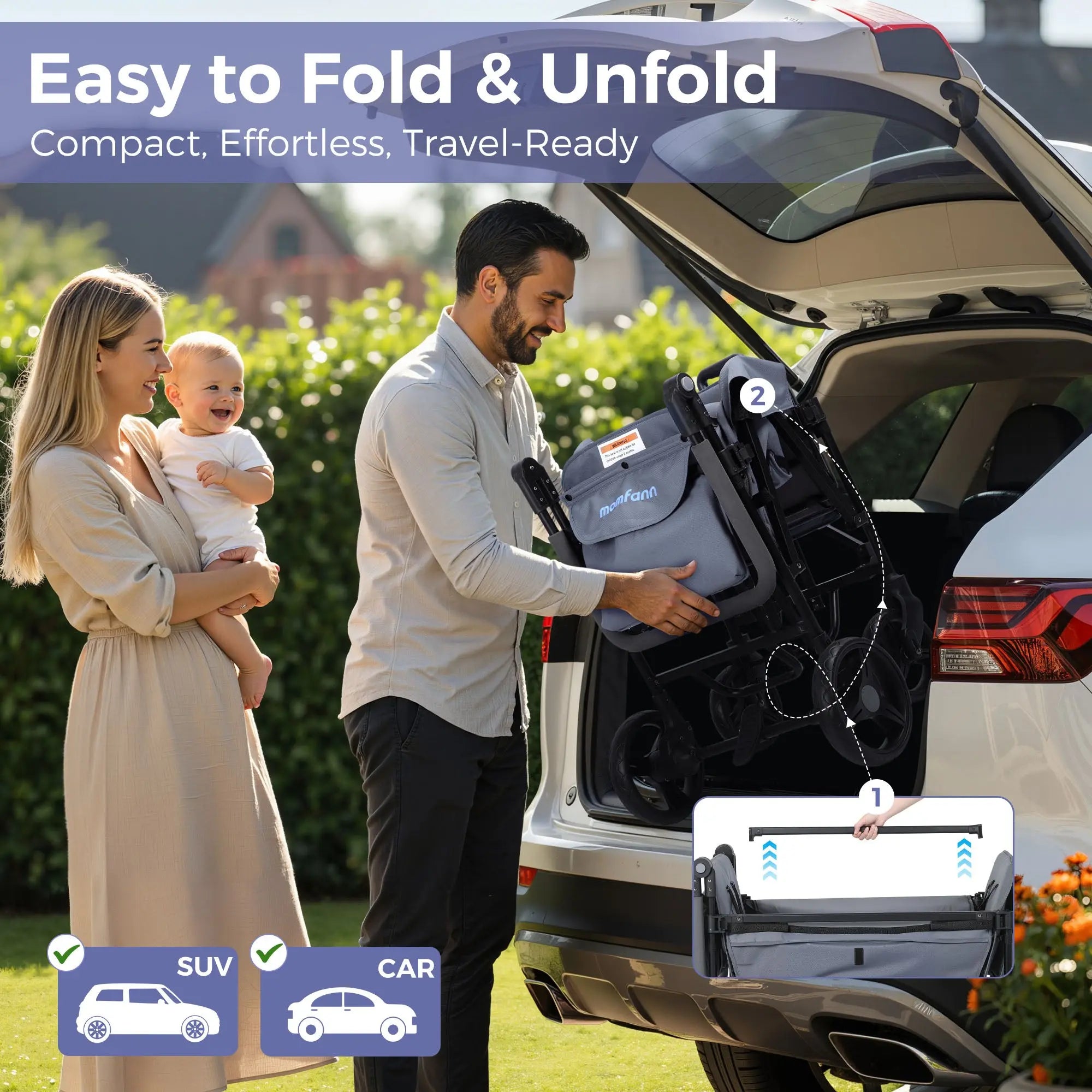 Momfann Lightweight Double Stroller Momfann