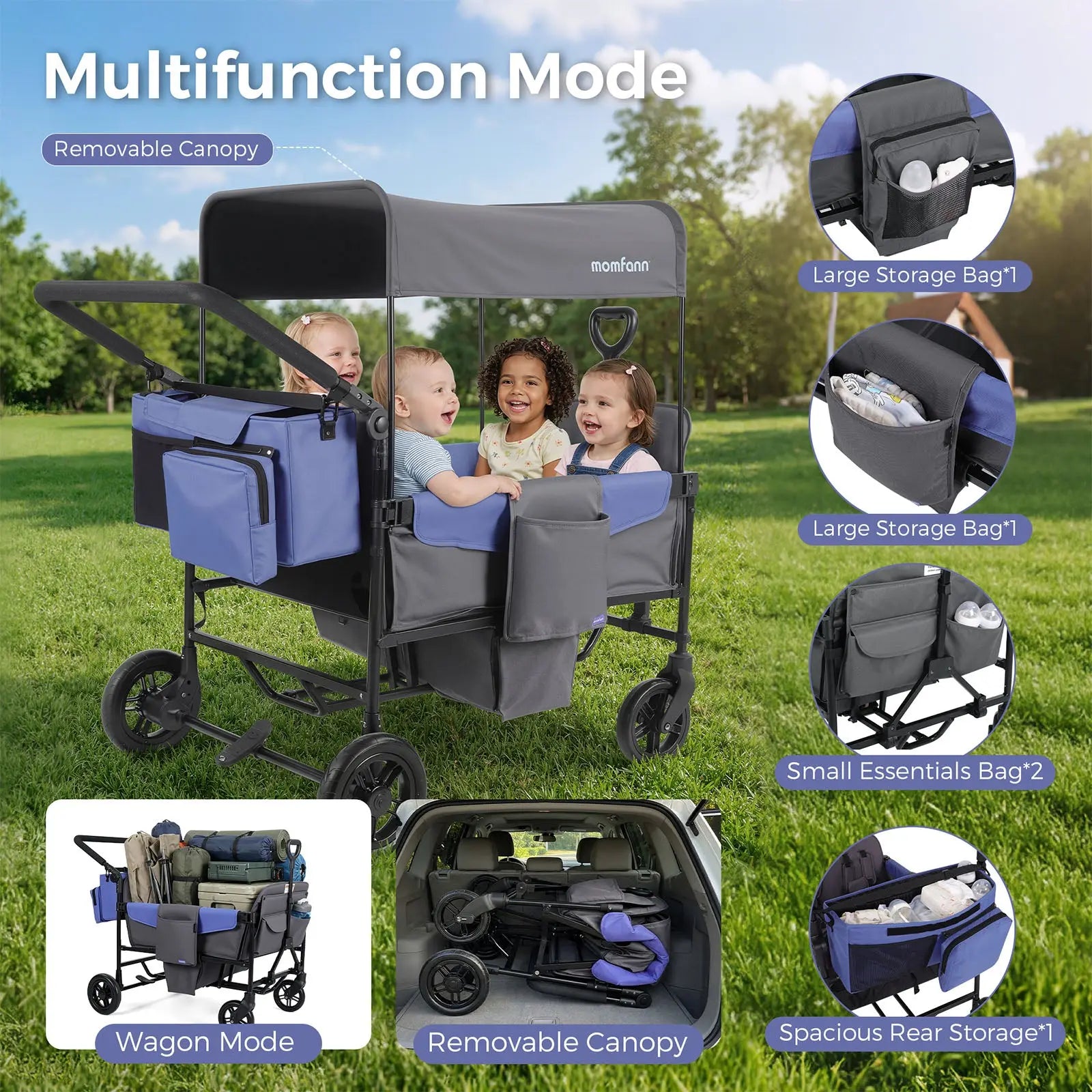 Momfann Stroller Wagon for Kids – 2-Seater All-Terrain Baby Wagon Momfann