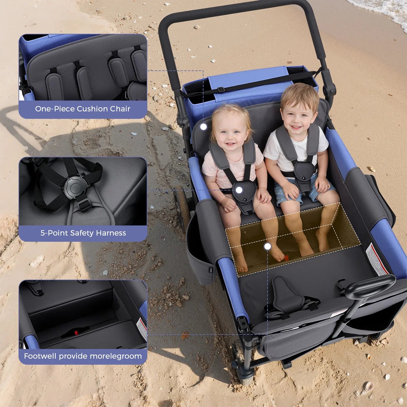 Momfann Stroller Wagon for Kids – 2-Seater All-Terrain Baby Wagon Momfann