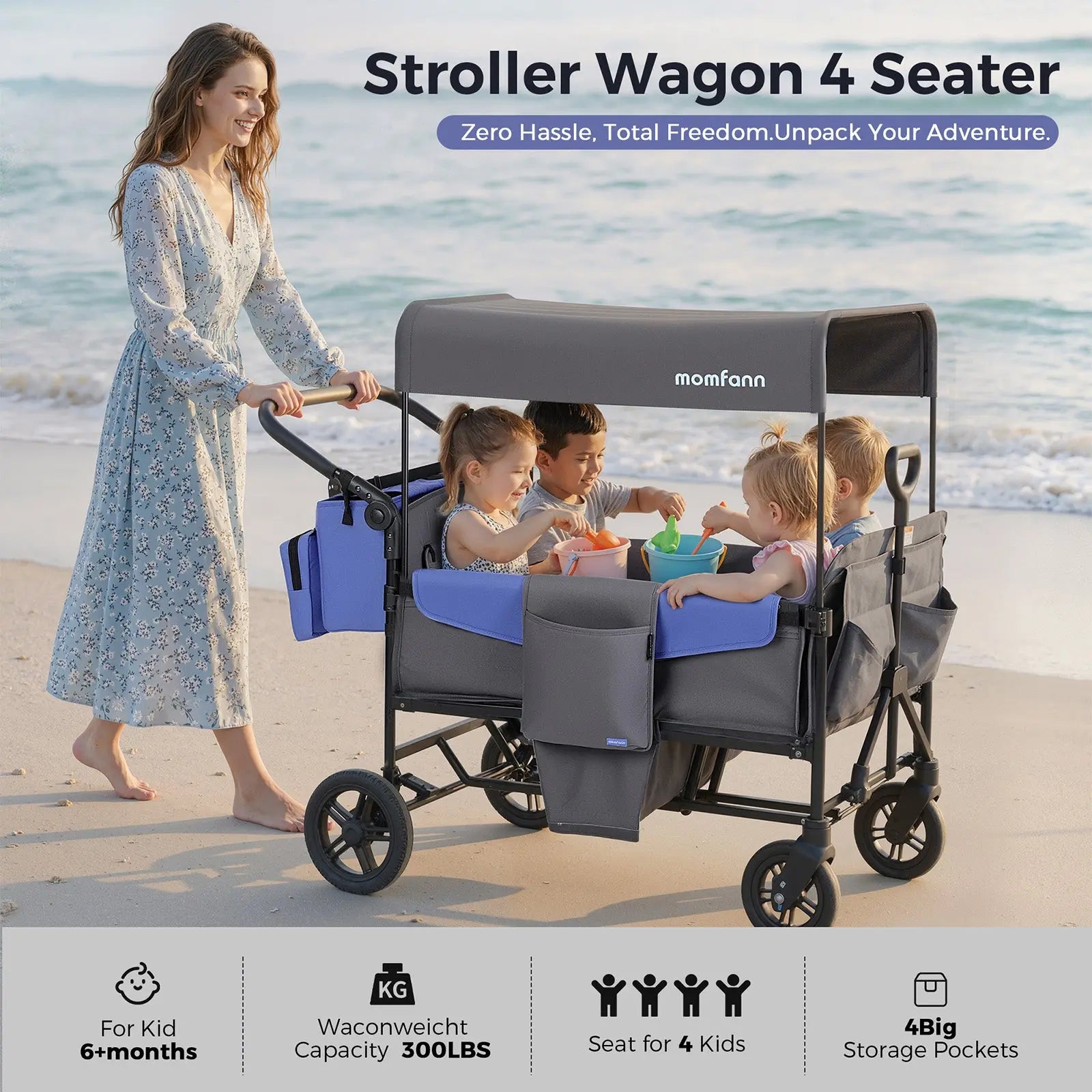 Momfann Stroller Wagon for Kids – 2-Seater All-Terrain Baby Wagon Momfann