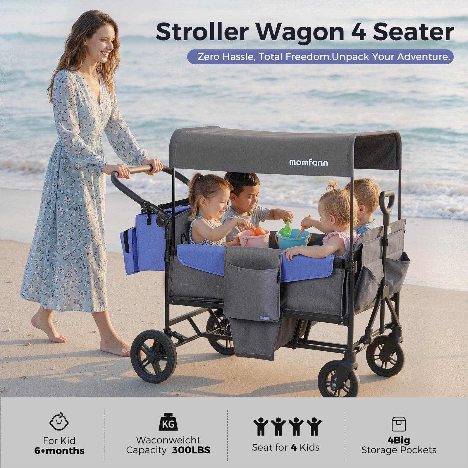 Momfann 4 Seater Kids Stroller Wagon