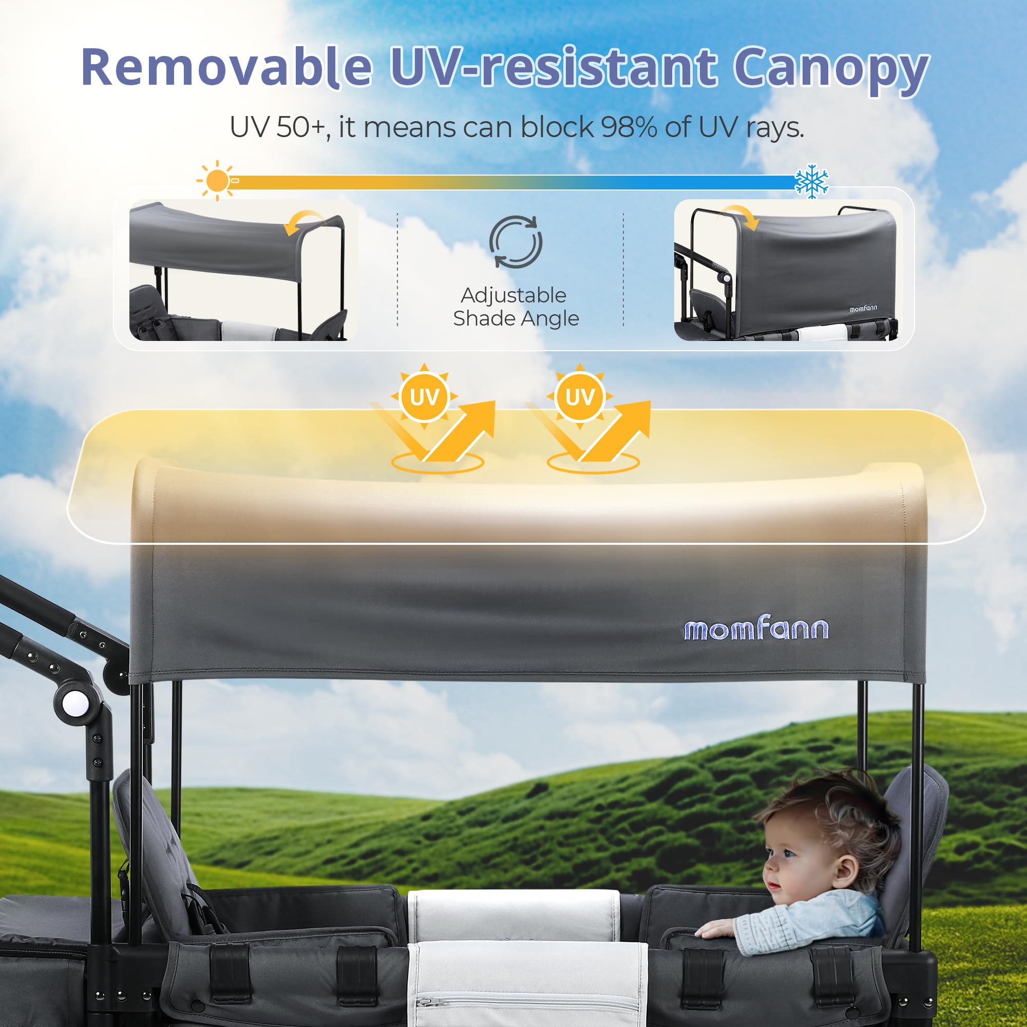 Momfann Stroller Wagon for Kids – 2-Seater All-Terrain Baby Wagon