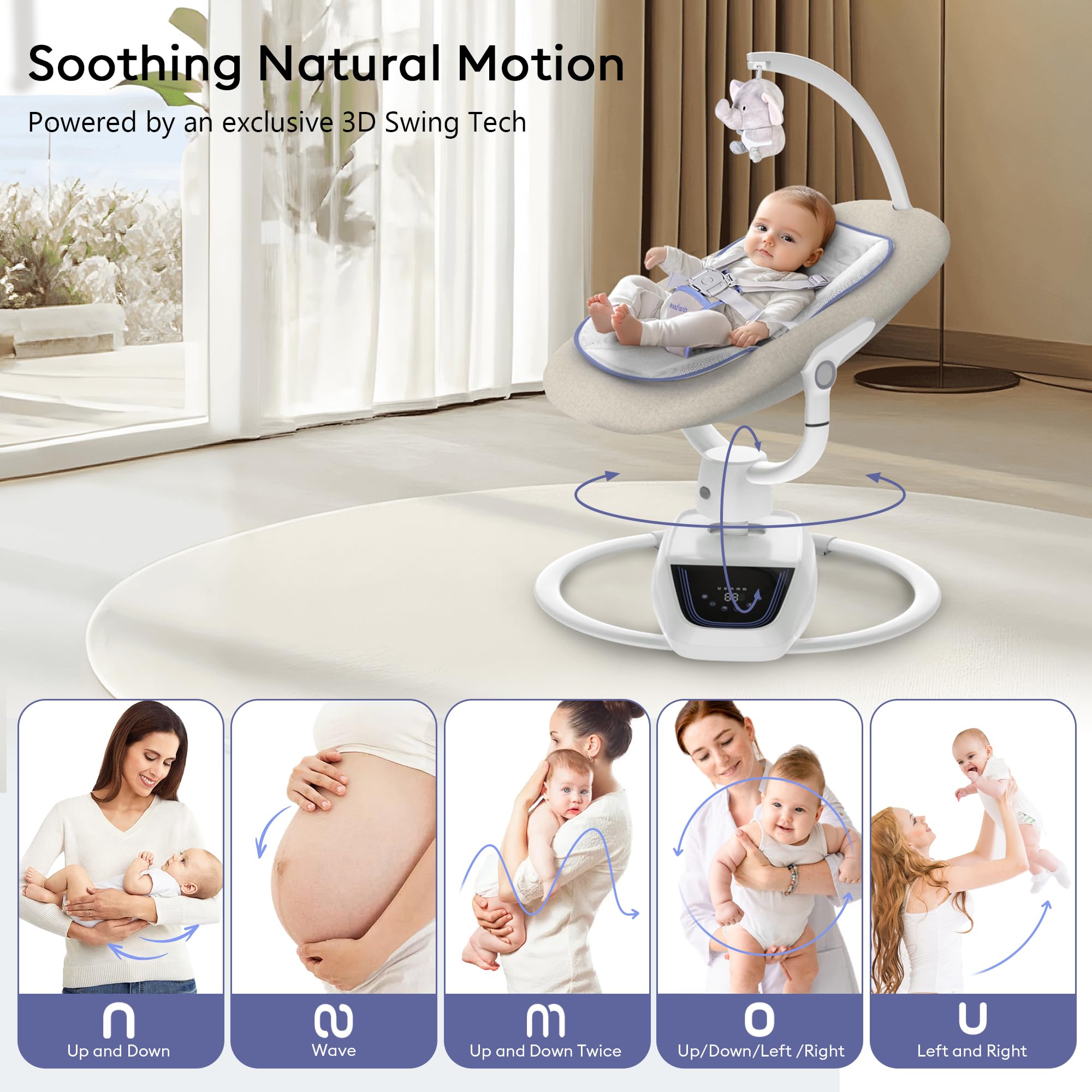 Momfann Baby Swing – 360° Electric Infant Swing with Adjustable Height