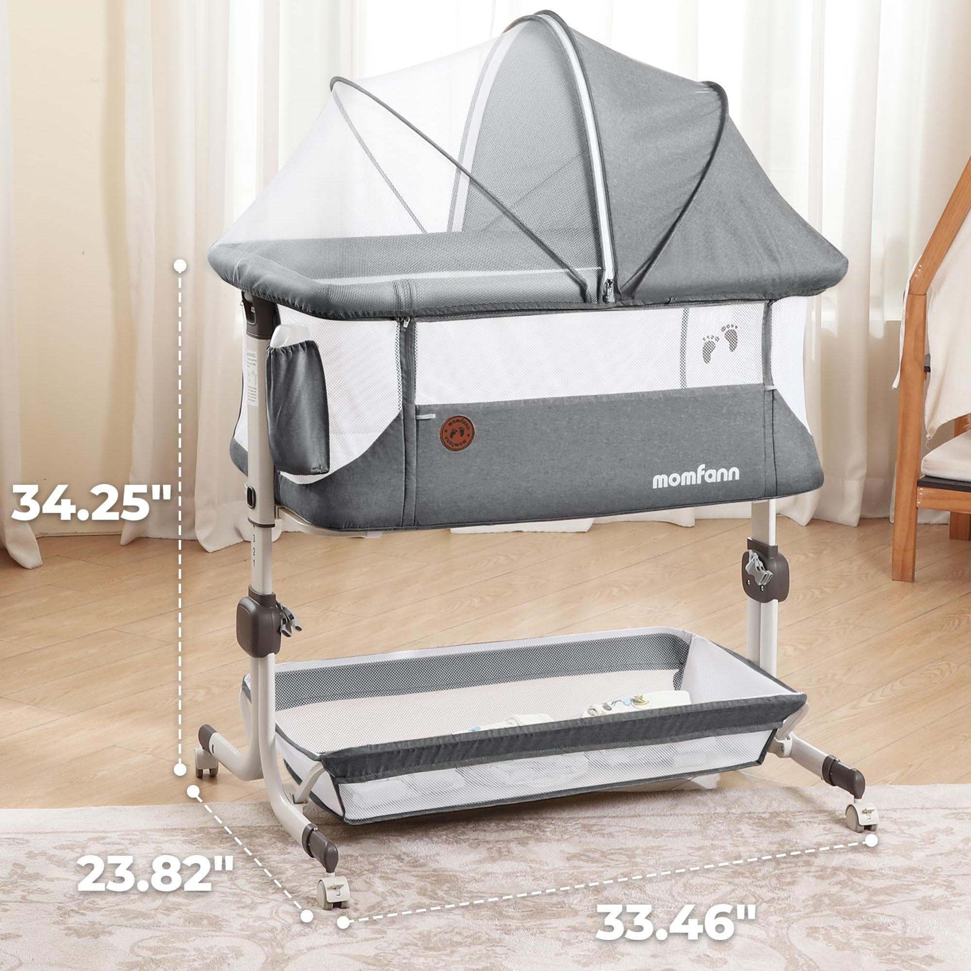 Momfann Bassinet Bedside Sleeper – Adjustable Baby Crib for Newborns