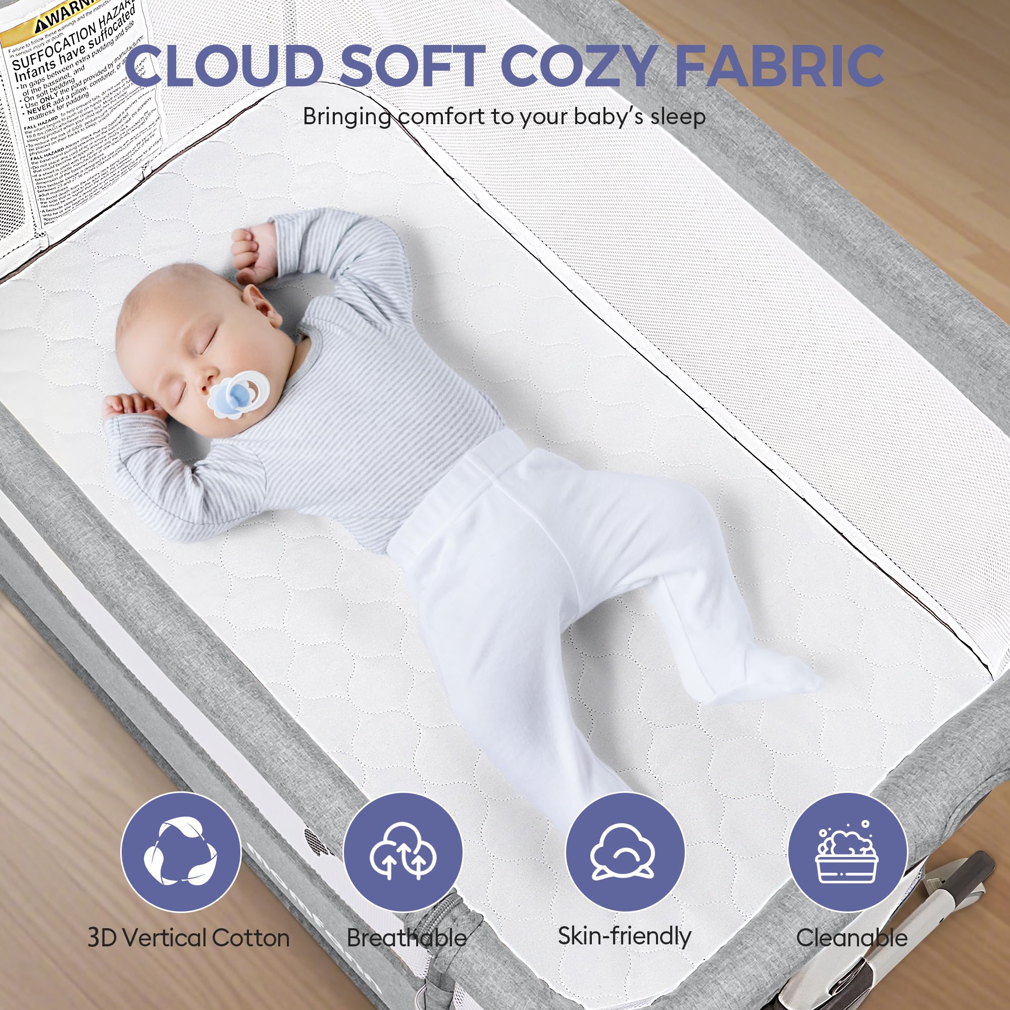 Momfann Bassinet Bedside Sleeper – Adjustable Baby Crib for Newborns