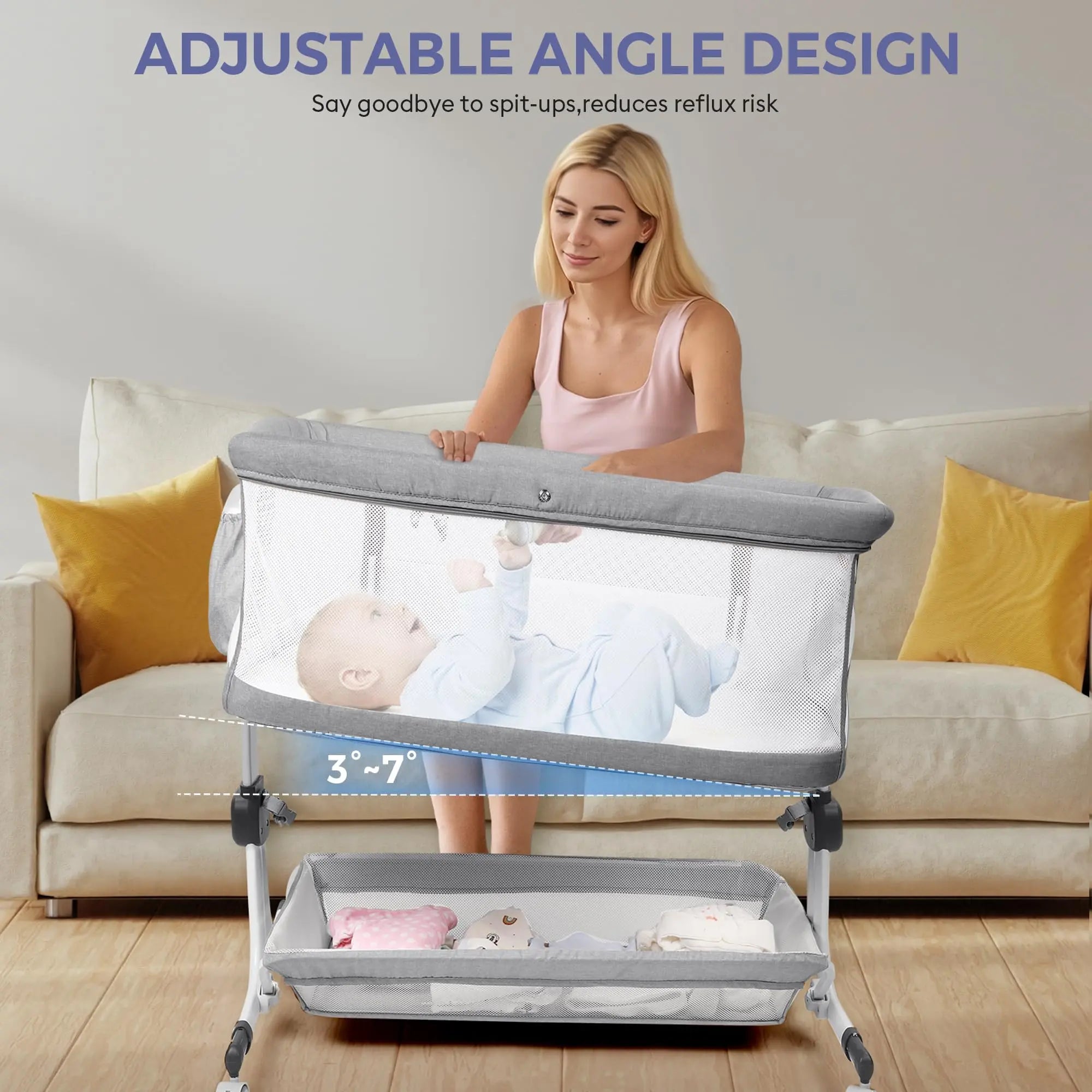 Momfann Bassinet Bedside Sleeper – Adjustable Baby Crib for Newborns Momfann