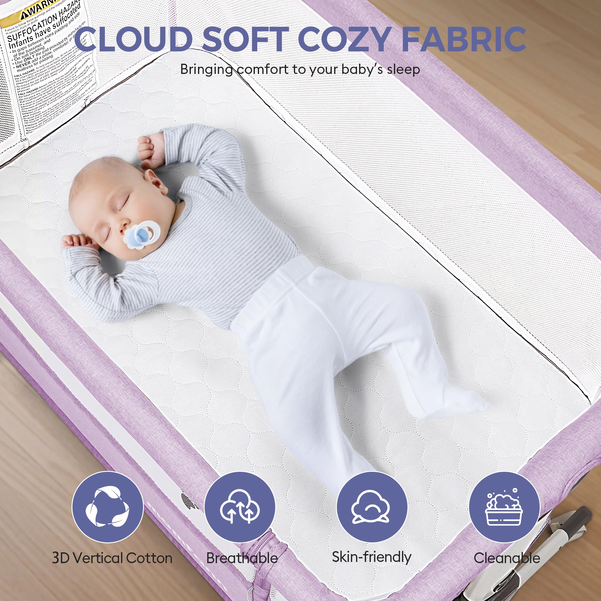 Momfann Bassinet Bedside Sleeper – Adjustable Baby Crib for Newborns