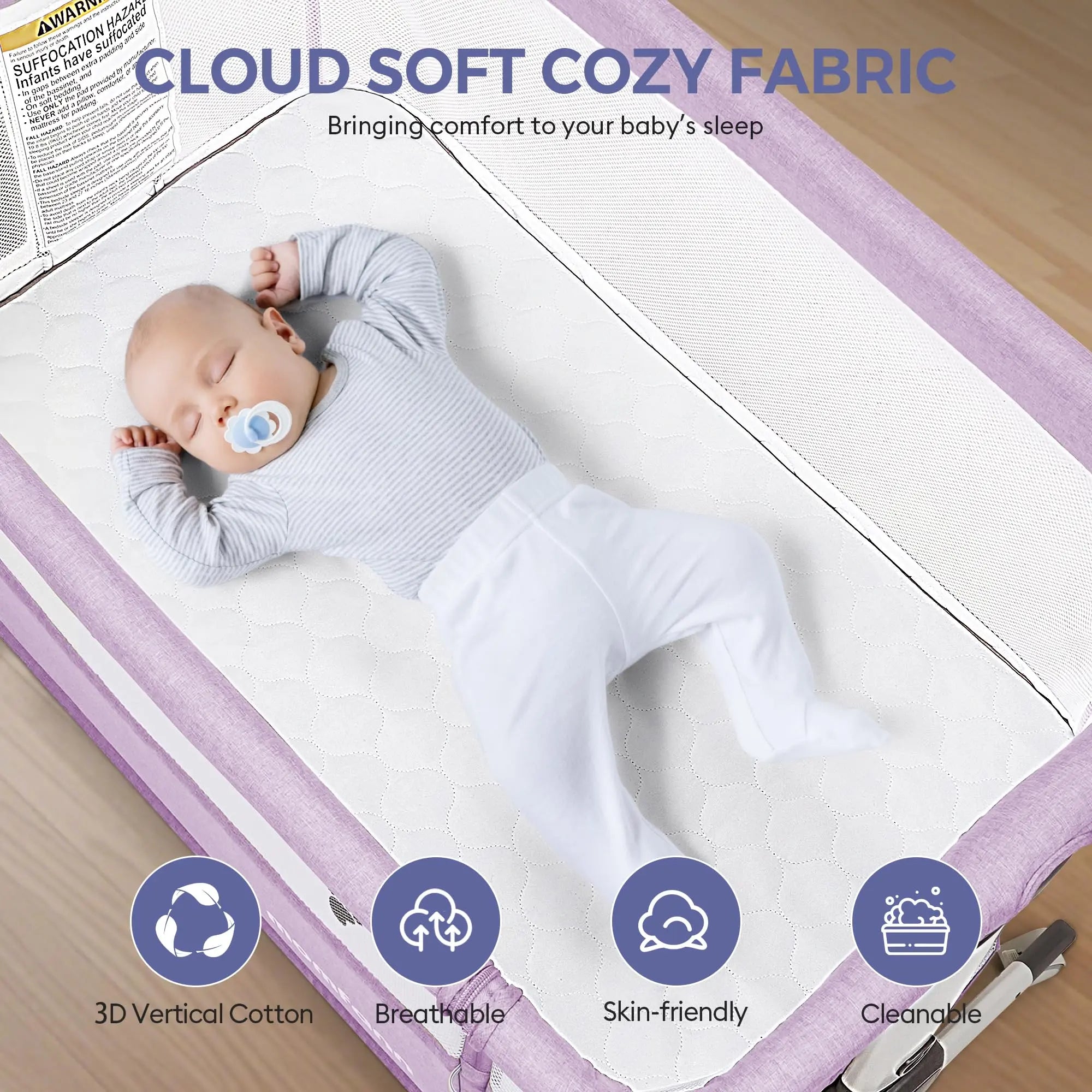 Momfann Bassinet Bedside Sleeper – Adjustable Baby Crib for Newborns Momfann