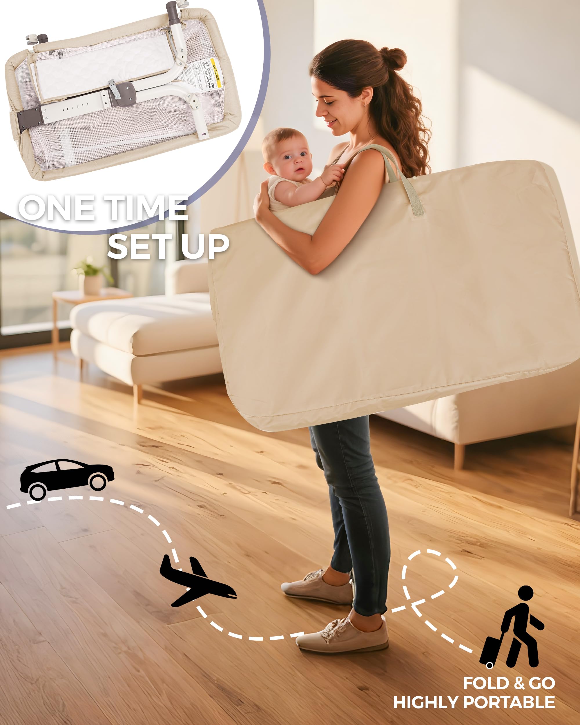 Momfann Bassinet Bedside Sleeper – Adjustable Baby Crib for Newborns