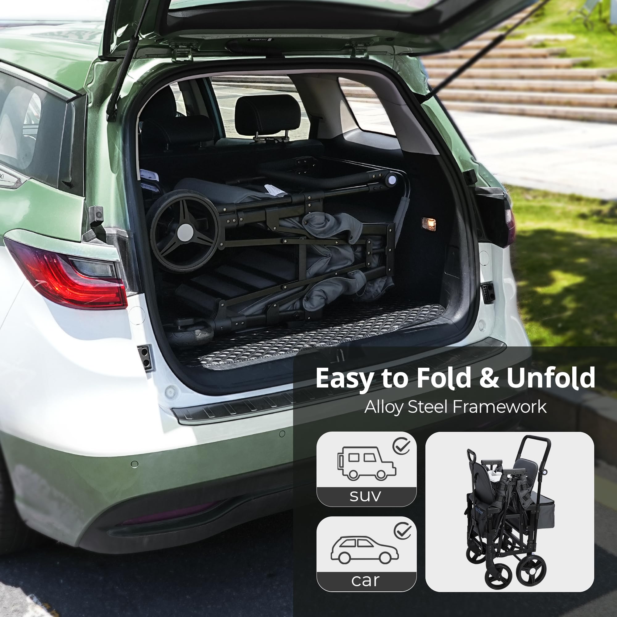 Momfann Stroller Wagon for Kids – 2-Seater All-Terrain Baby Wagon