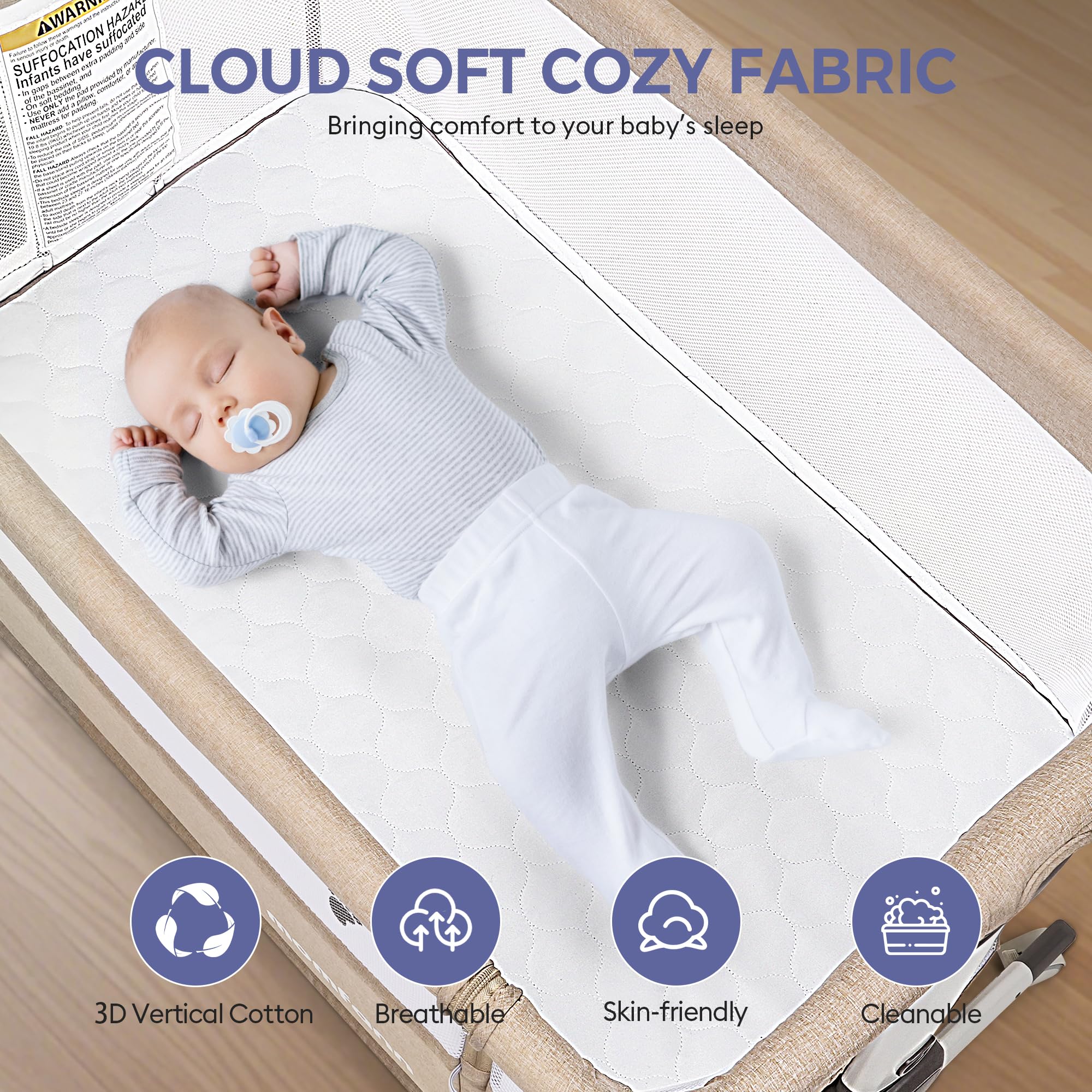 Momfann Bassinet Bedside Sleeper – Adjustable Baby Crib for Newborns