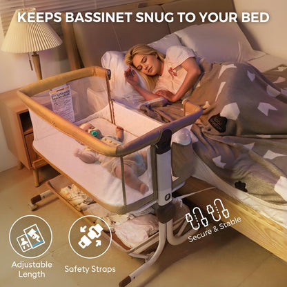 Momfann Bassinet Bedside Sleeper – Adjustable Baby Crib for Newborns