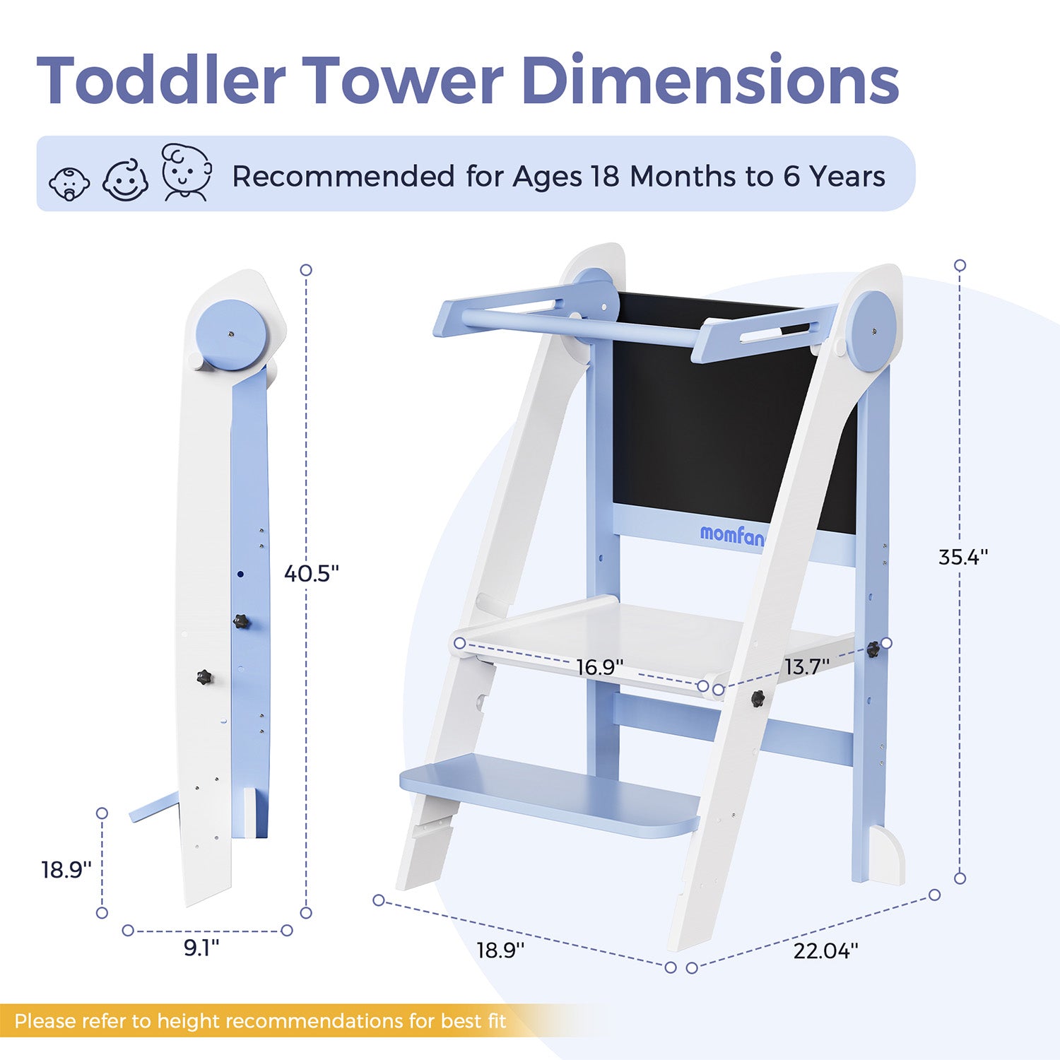 Momfann Foldable Toddler Tower – Kids Kitchen Step Stool Helper