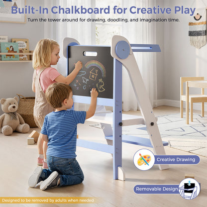 Momfann Foldable Toddler Tower – Kids Kitchen Step Stool Helper