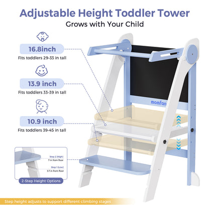 Momfann Foldable Toddler Tower – Kids Kitchen Step Stool Helper