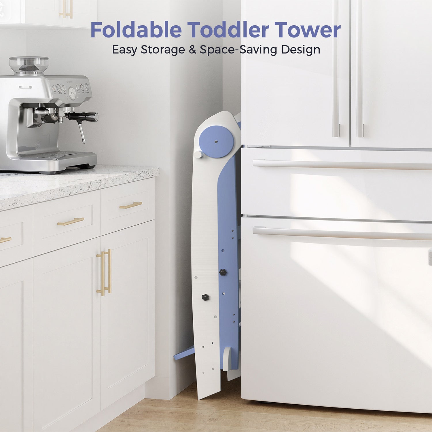Momfann Foldable Toddler Tower – Kids Kitchen Step Stool Helper