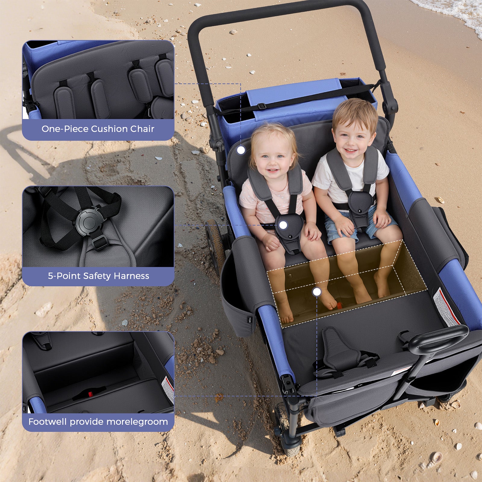 Momfann 4 Seater Kids Stroller Wagon