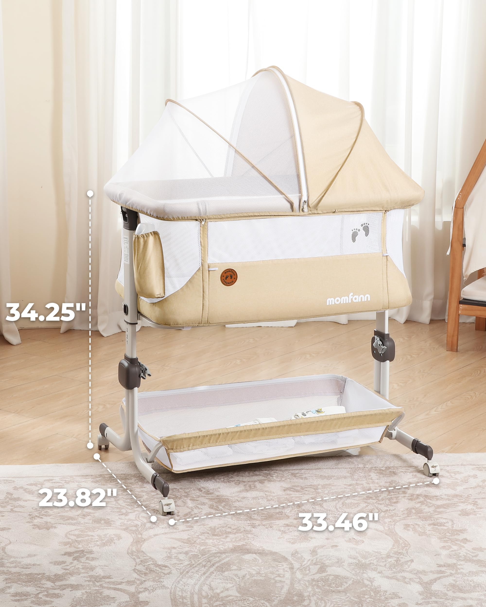 Momfann Bassinet Bedside Sleeper – Adjustable Baby Crib for Newborns