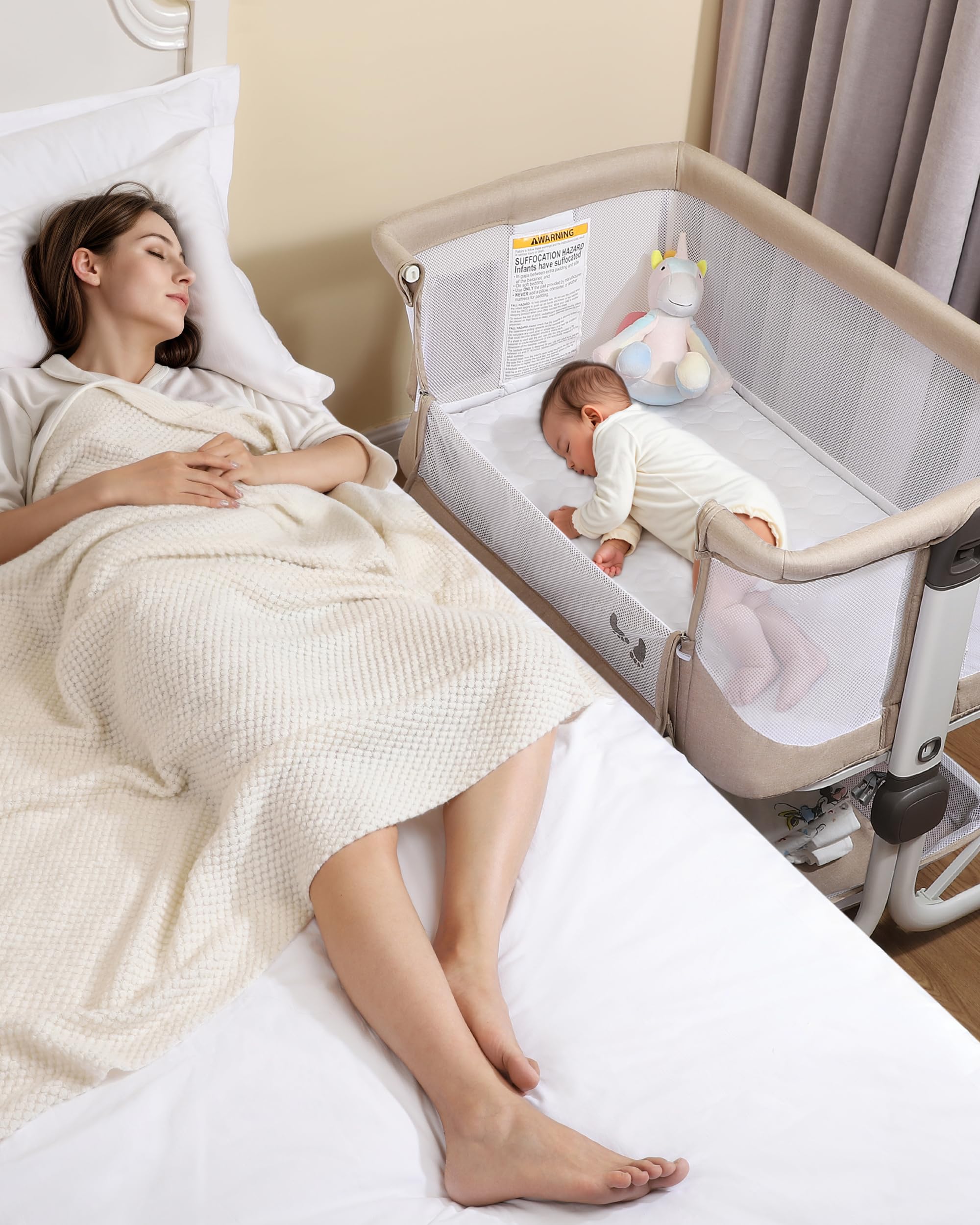 Momfann Bassinet Bedside Sleeper – Adjustable Baby Crib for Newborns