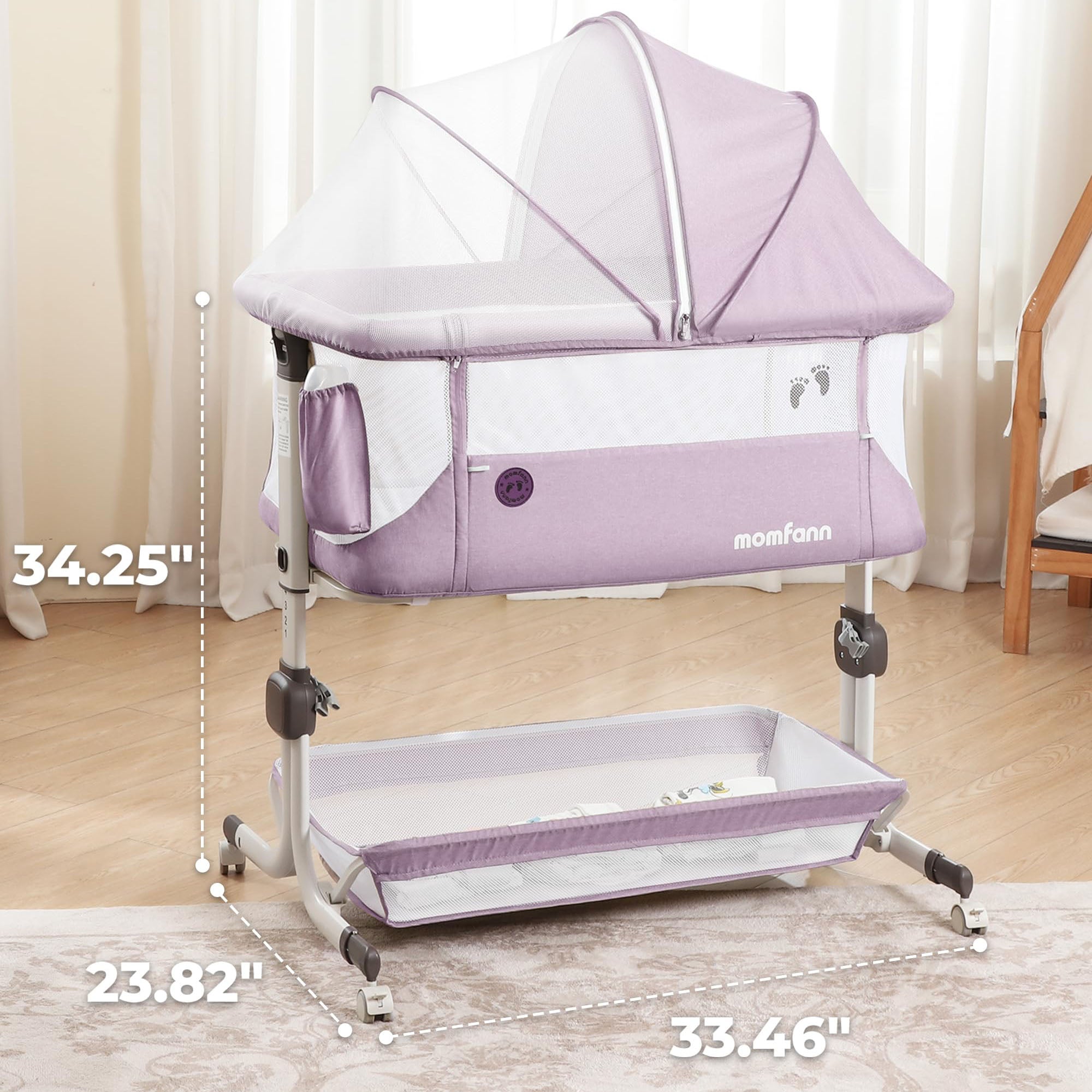 Momfann Bassinet Bedside Sleeper – Adjustable Baby Crib for Newborns