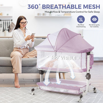 Momfann Bassinet Bedside Sleeper – Adjustable Baby Crib for Newborns