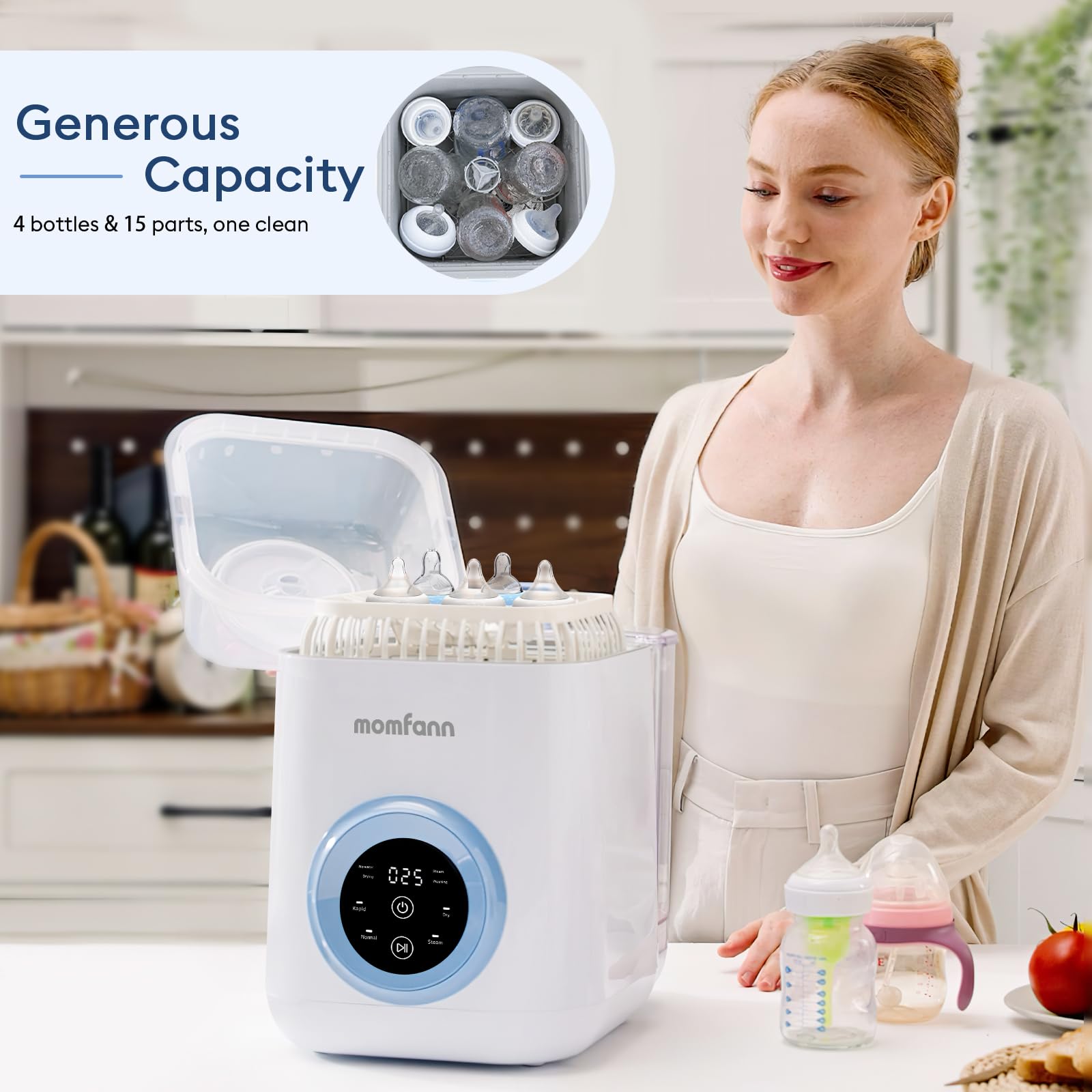 Momfann 4-in-1 Baby Bottle Washer – Sterilizer, Dryer & Cleaner